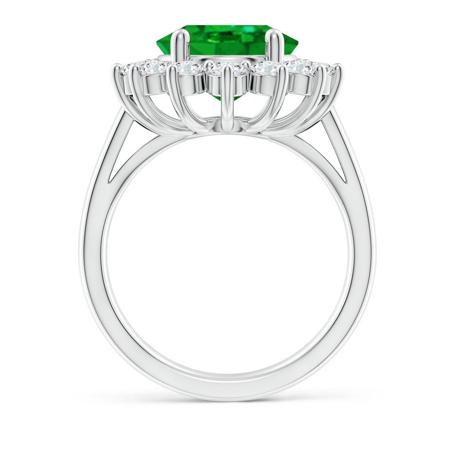 12x10mm AAAA Princess Diana Inspired Emerald Ring with Diamond Halo in P950 Platinum side 199