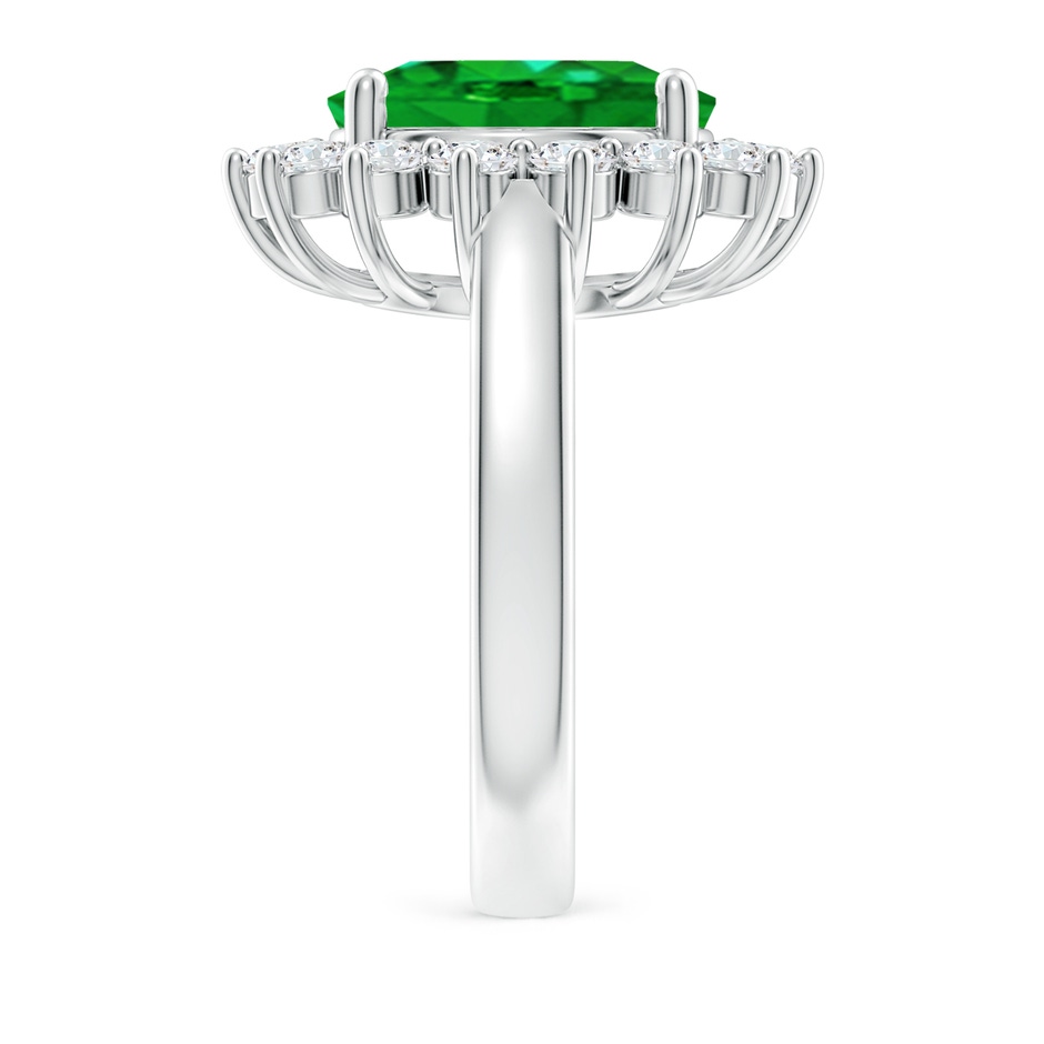 12x10mm AAAA Princess Diana Inspired Emerald Ring with Diamond Halo in P950 Platinum side 299