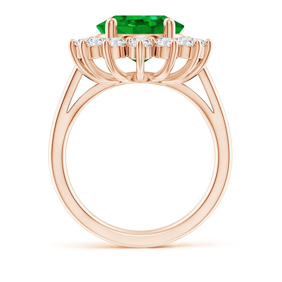 12x10mm AAAA Princess Diana Inspired Emerald Ring with Diamond Halo in Rose Gold side 199