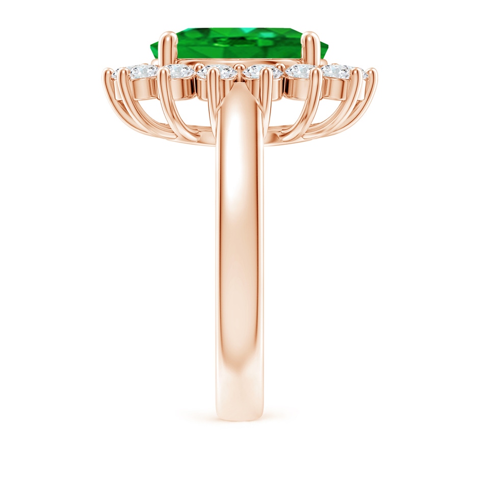 12x10mm AAAA Princess Diana Inspired Emerald Ring with Diamond Halo in Rose Gold side 299