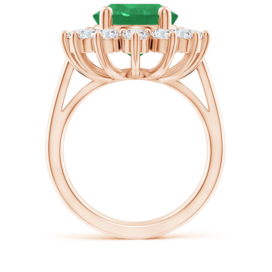 14x10mm A Princess Diana Inspired Emerald Ring with Diamond Halo in Rose Gold side 199