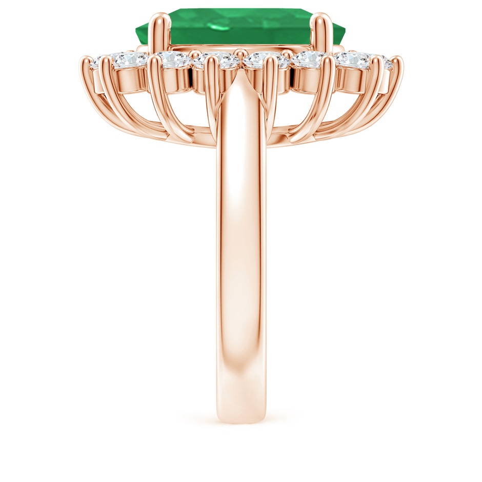 14x10mm A Princess Diana Inspired Emerald Ring with Diamond Halo in Rose Gold side 299