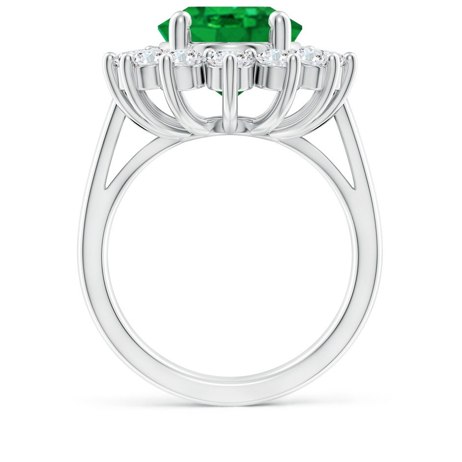 14x10mm AAA Princess Diana Inspired Emerald Ring with Diamond Halo in P950 Platinum side 199