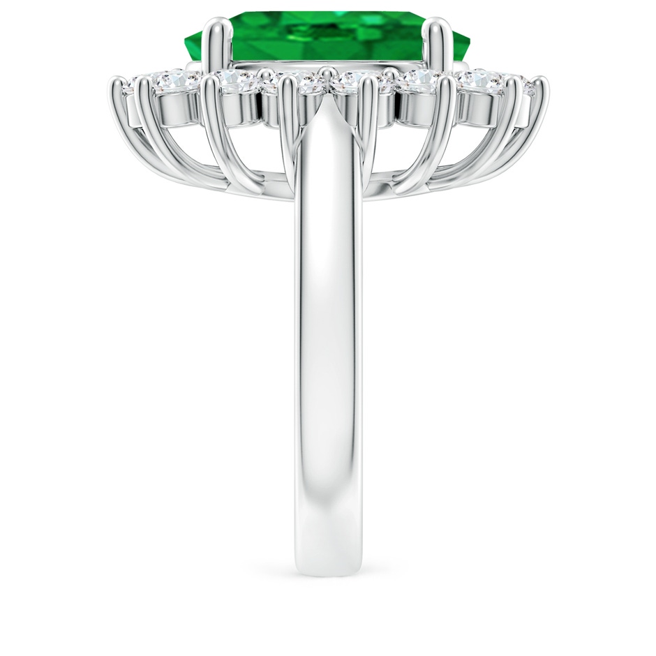 14x10mm AAA Princess Diana Inspired Emerald Ring with Diamond Halo in P950 Platinum side 299