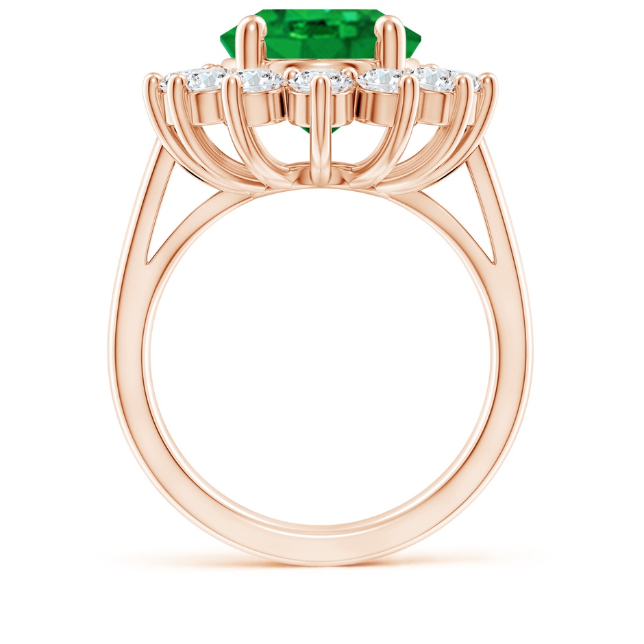14x10mm AAA Princess Diana Inspired Emerald Ring with Diamond Halo in Rose Gold side 199