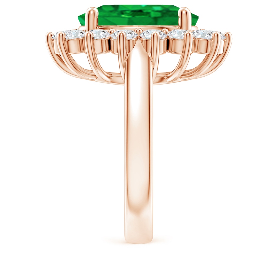 14x10mm AAA Princess Diana Inspired Emerald Ring with Diamond Halo in Rose Gold side 299