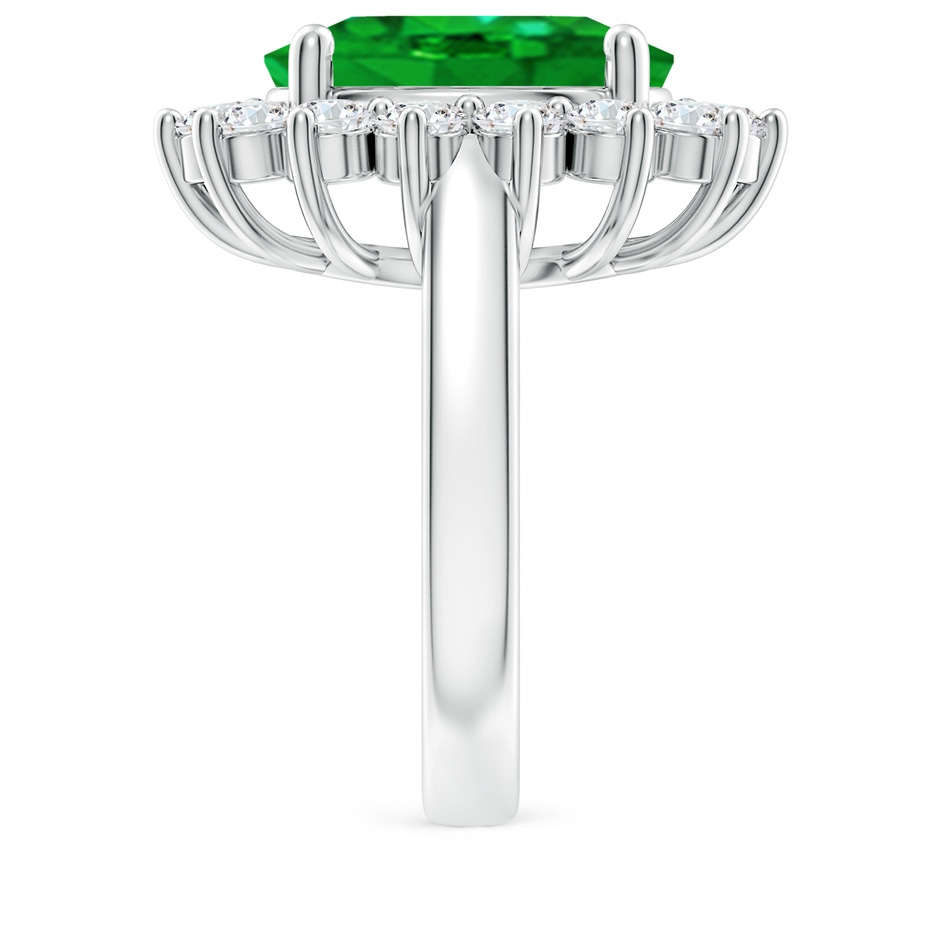 14x10mm AAAA Princess Diana Inspired Emerald Ring with Diamond Halo in P950 Platinum side 299