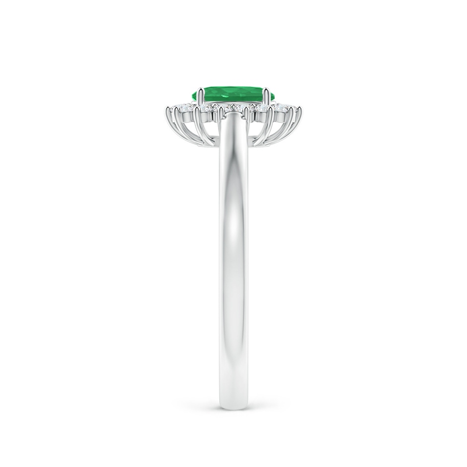 5x3mm A Princess Diana Inspired Emerald Ring with Diamond Halo in 9K White Gold side 299