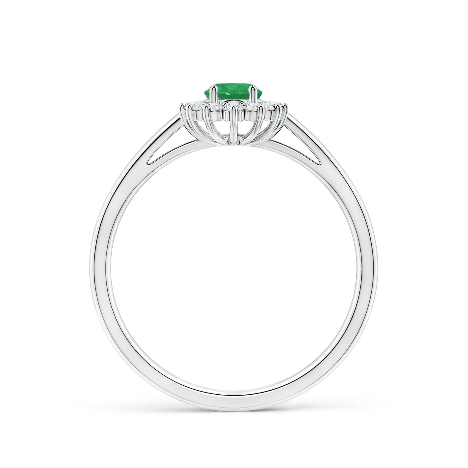 5x3mm A Princess Diana Inspired Emerald Ring with Diamond Halo in P950 Platinum