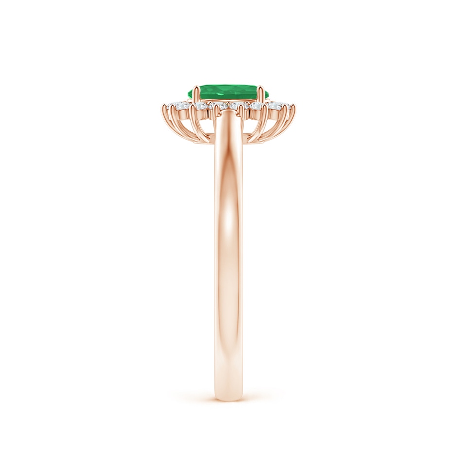 5x3mm A Princess Diana Inspired Emerald Ring with Diamond Halo in Rose Gold side 299