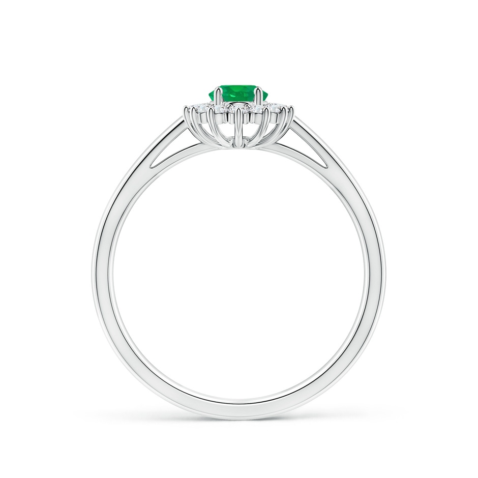 5x3mm AA Princess Diana Inspired Emerald Ring with Diamond Halo in P950 Platinum side 199