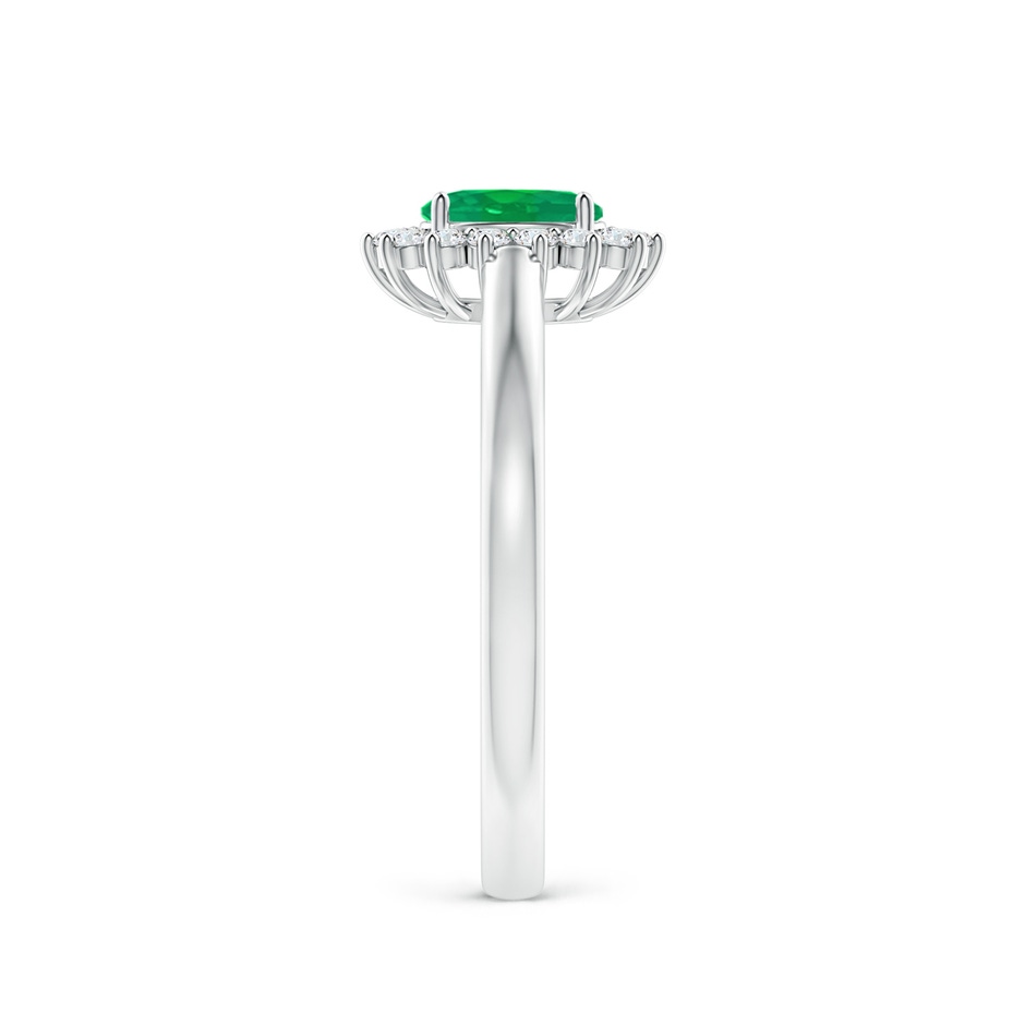 5x3mm AA Princess Diana Inspired Emerald Ring with Diamond Halo in P950 Platinum side 299