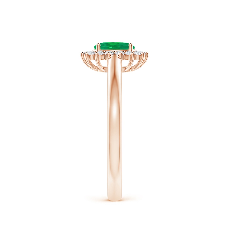5x3mm AA Princess Diana Inspired Emerald Ring with Diamond Halo in Rose Gold side 299