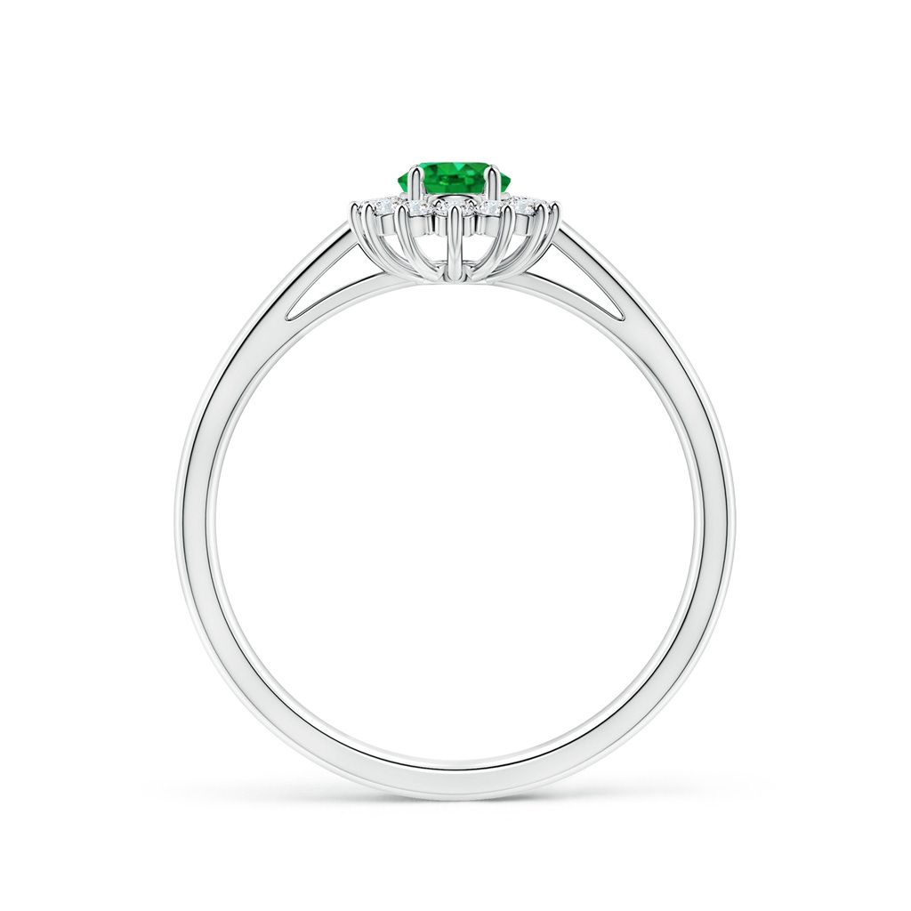 5x3mm AAA Princess Diana Inspired Emerald Ring with Diamond Halo in 10K White Gold Side 199