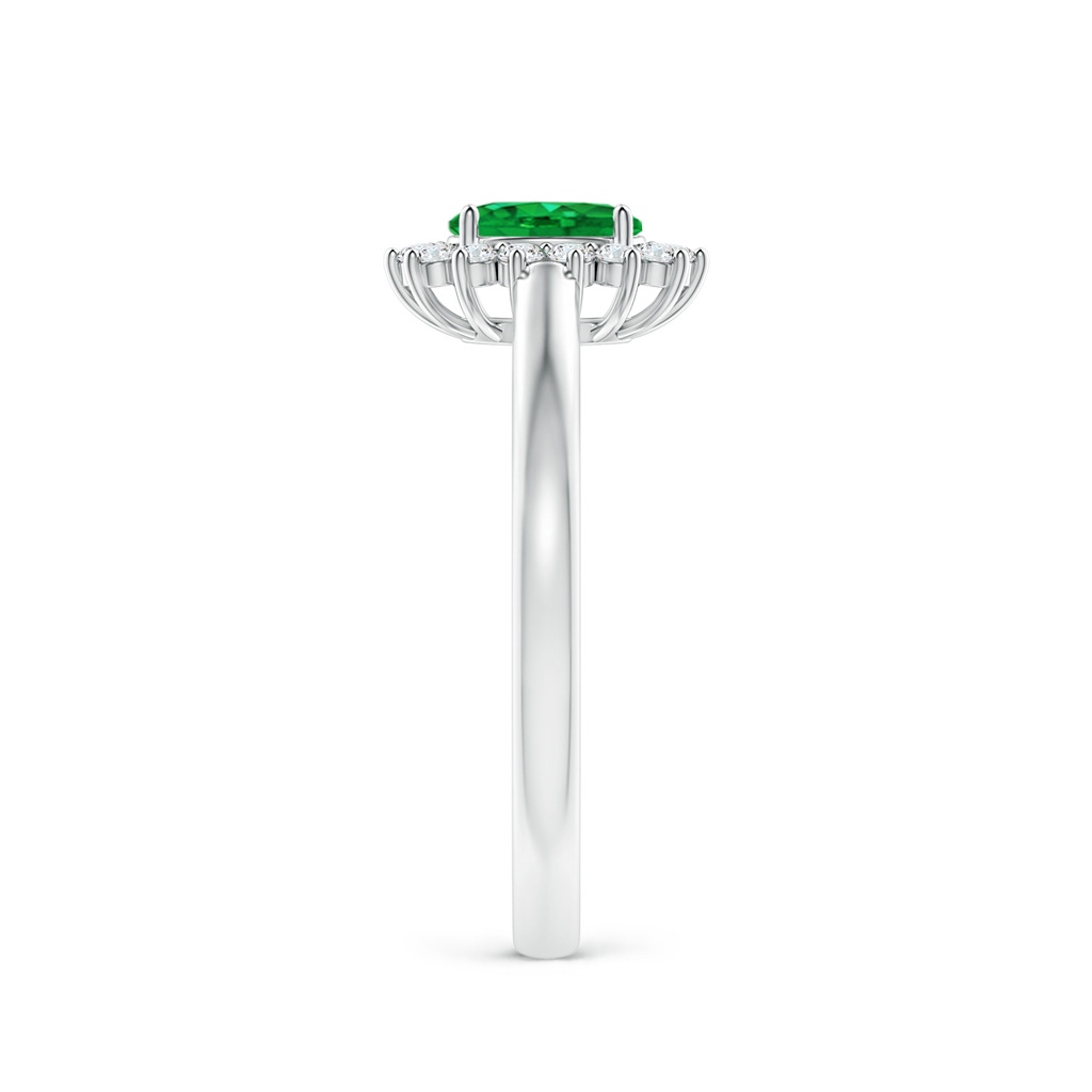 5x3mm AAA Princess Diana Inspired Emerald Ring with Diamond Halo in 10K White Gold Side 299