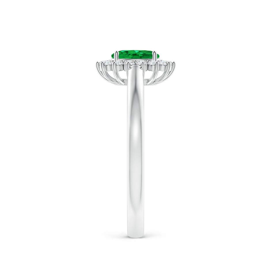 5x3mm AAA Princess Diana Inspired Emerald Ring with Diamond Halo in White Gold side 299
