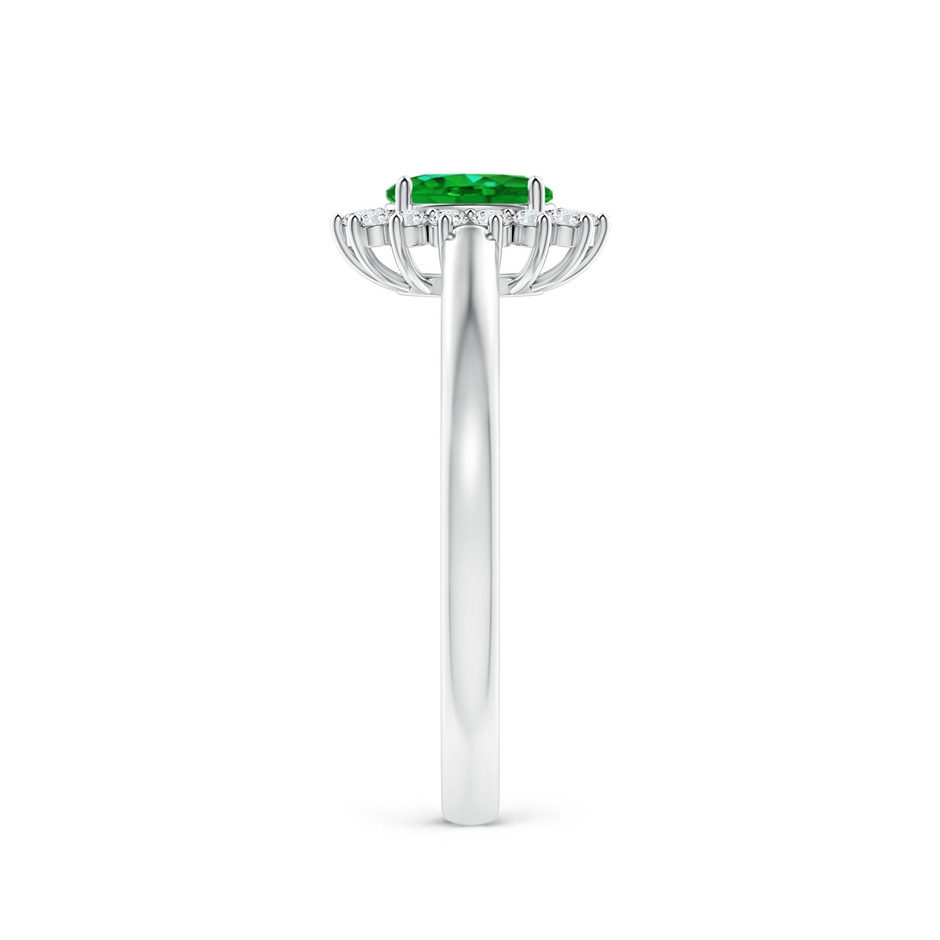 5x3mm AAAA Princess Diana Inspired Emerald Ring with Diamond Halo in 9K White Gold side 299