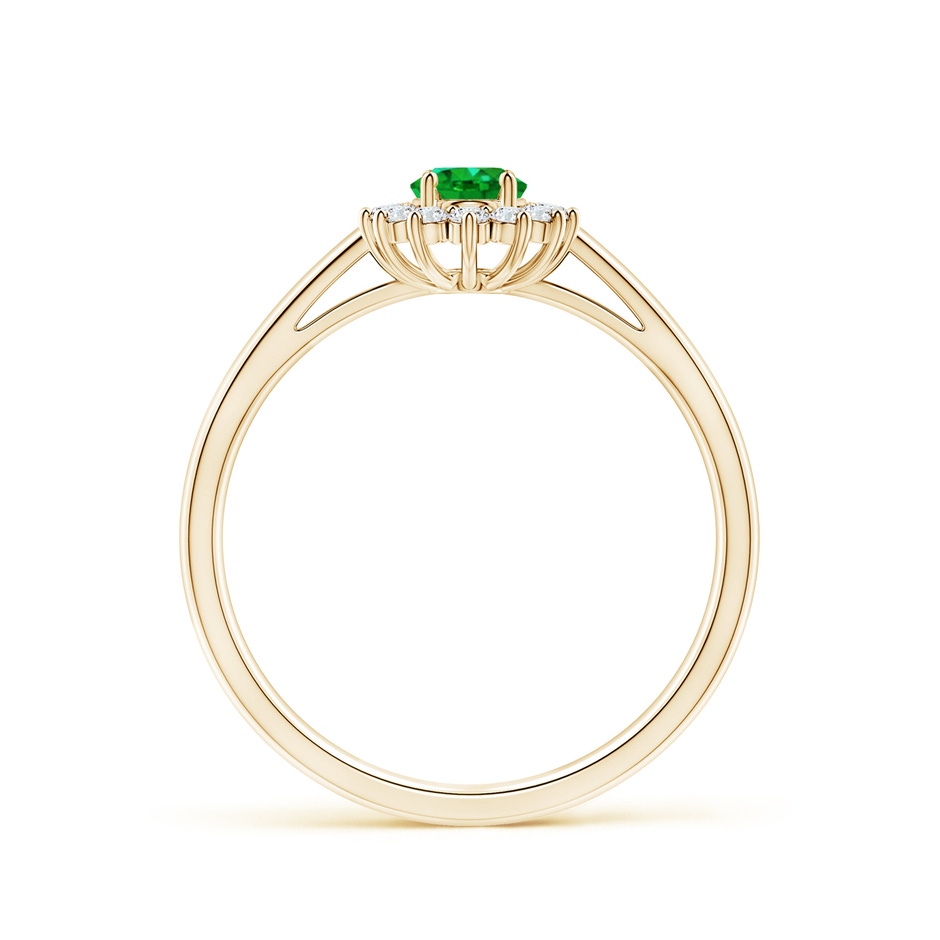 5x3mm AAAA Princess Diana Inspired Emerald Ring with Diamond Halo in Yellow Gold side 199