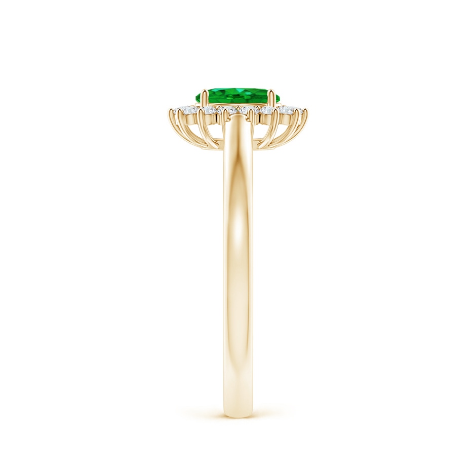 5x3mm AAAA Princess Diana Inspired Emerald Ring with Diamond Halo in Yellow Gold side 299