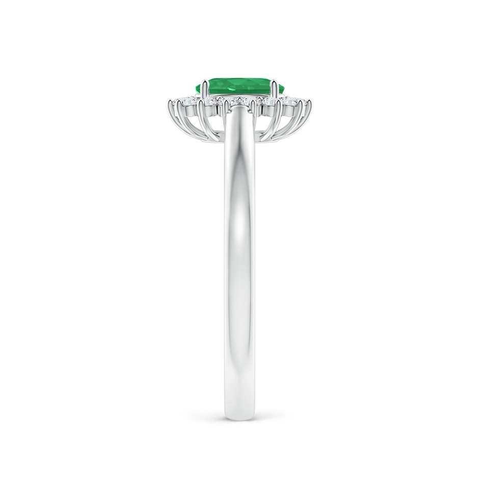 6x4mm A Princess Diana Inspired Emerald Ring with Diamond Halo in P950 Platinum side 299