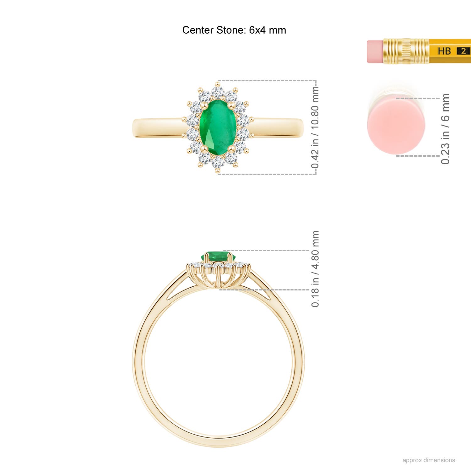 A - Emerald / 0.6 CT / 14 KT Yellow Gold