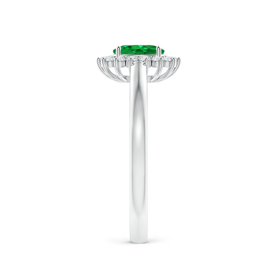 6x4mm AAA Princess Diana Inspired Emerald Ring with Diamond Halo in White Gold side 299