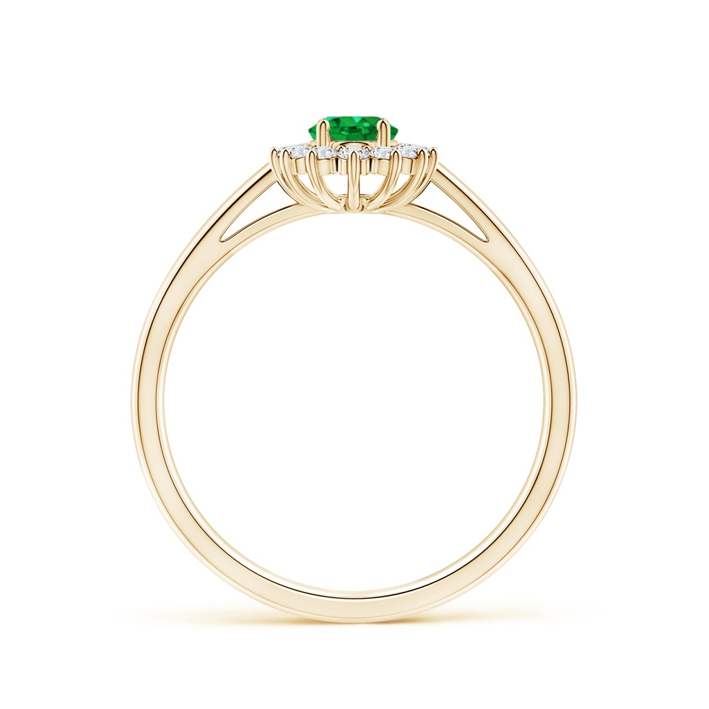 6x4mm AAA Princess Diana Inspired Emerald Ring with Diamond Halo in Yellow Gold Side 199