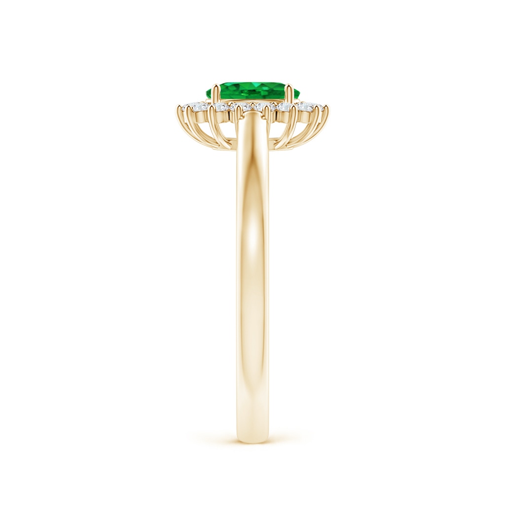 6x4mm AAA Princess Diana Inspired Emerald Ring with Diamond Halo in Yellow Gold Side 299