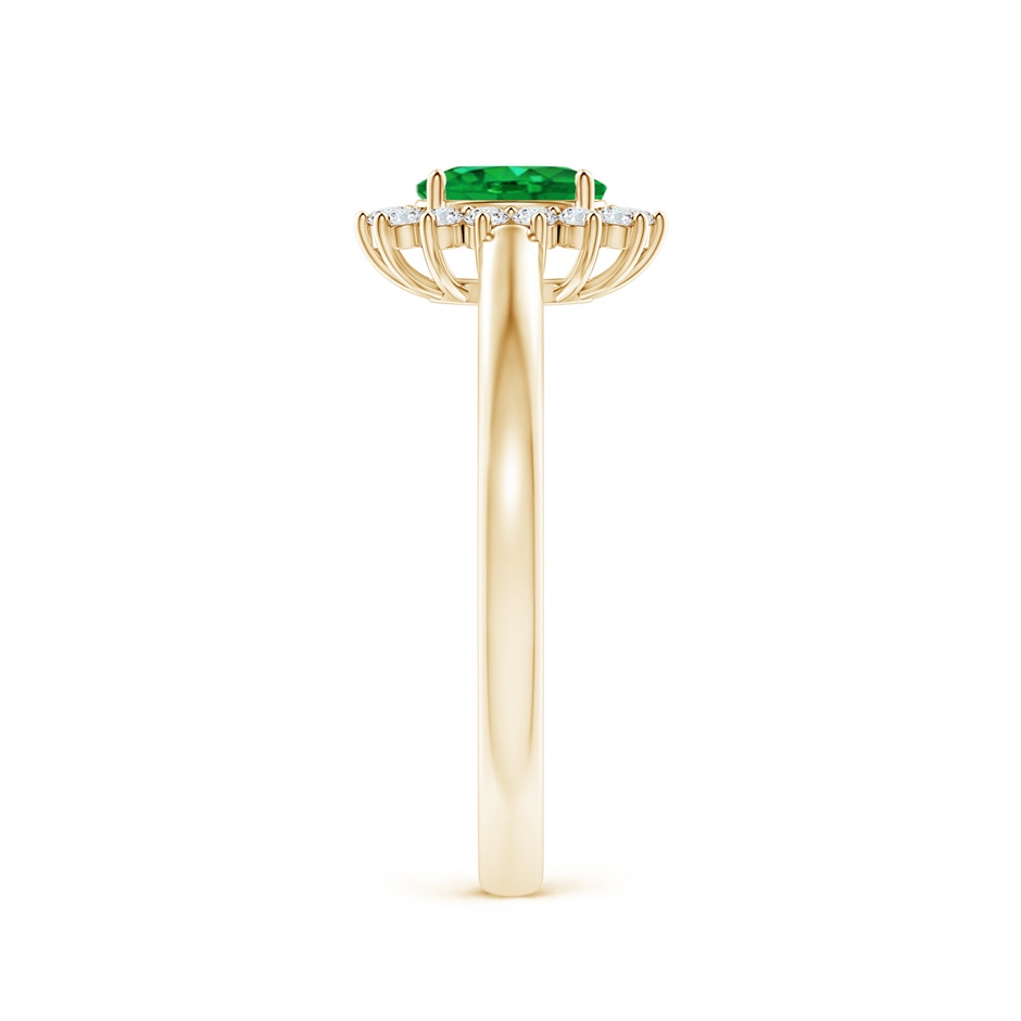 6x4mm AAA Princess Diana Inspired Emerald Ring with Diamond Halo in Yellow Gold side 299