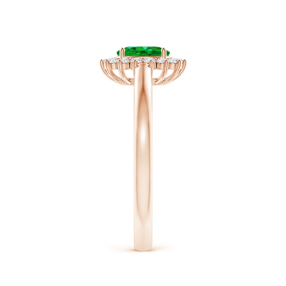 6x4mm AAAA Princess Diana Inspired Emerald Ring with Diamond Halo in Rose Gold side 299