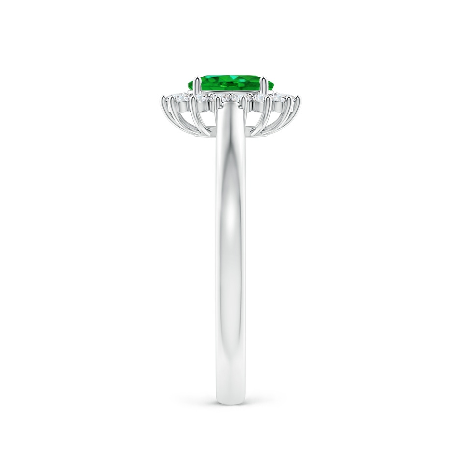 6x4mm AAAA Princess Diana Inspired Emerald Ring with Diamond Halo in White Gold side 299