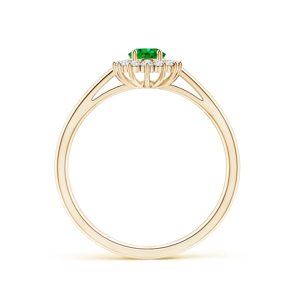 6x4mm AAAA Princess Diana Inspired Emerald Ring with Diamond Halo in Yellow Gold side 199