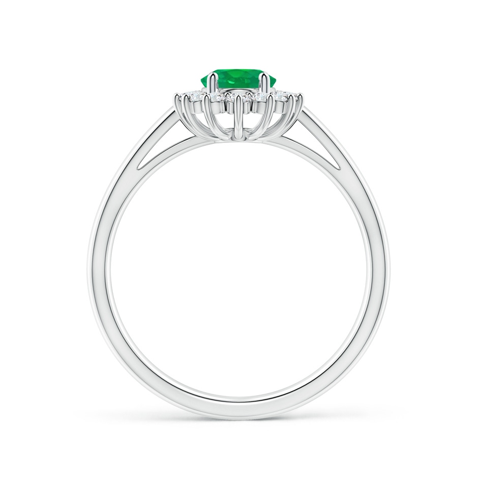 7x5mm AA Princess Diana Inspired Emerald Ring with Diamond Halo in P950 Platinum side 199