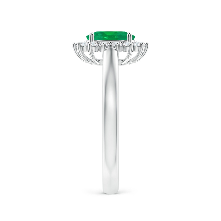 7x5mm AA Princess Diana Inspired Emerald Ring with Diamond Halo in P950 Platinum side 299