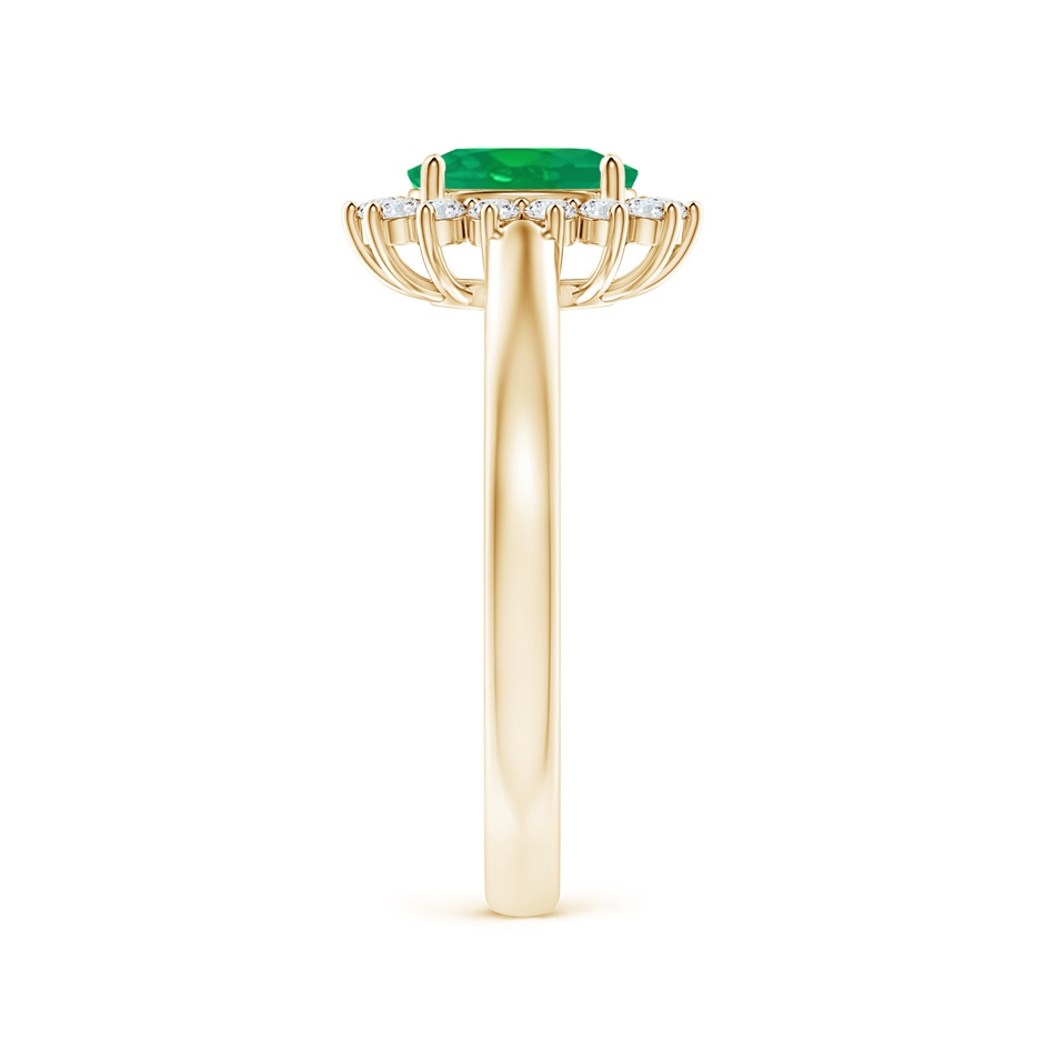 7x5mm AA Princess Diana Inspired Emerald Ring with Diamond Halo in Yellow Gold side 299