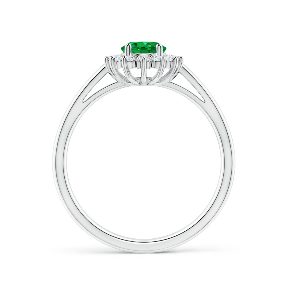 7x5mm AAA Princess Diana Inspired Emerald Ring with Diamond Halo in White Gold side 199