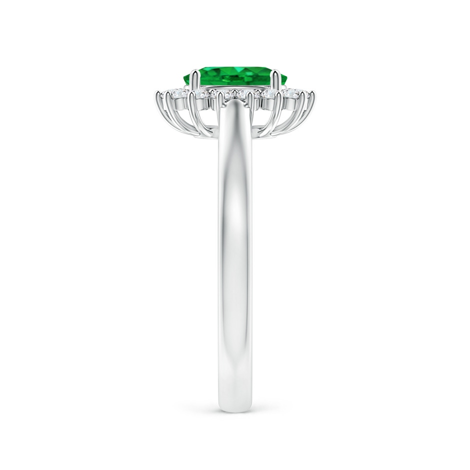 7x5mm AAA Princess Diana Inspired Emerald Ring with Diamond Halo in White Gold side 299