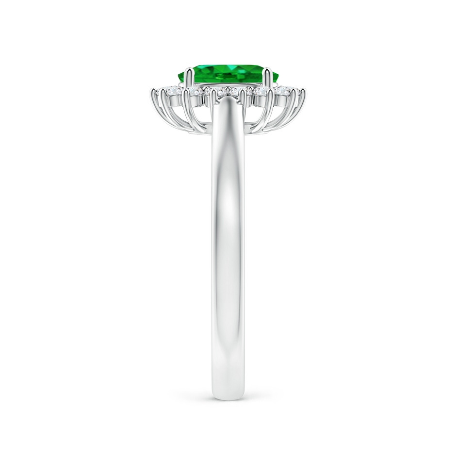 7x5mm AAAA Princess Diana Inspired Emerald Ring with Diamond Halo in 9K White Gold side 299
