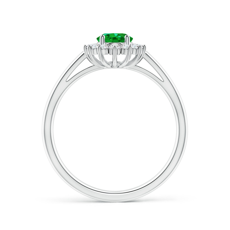 7x5mm AAAA Princess Diana Inspired Emerald Ring with Diamond Halo in White Gold side 199
