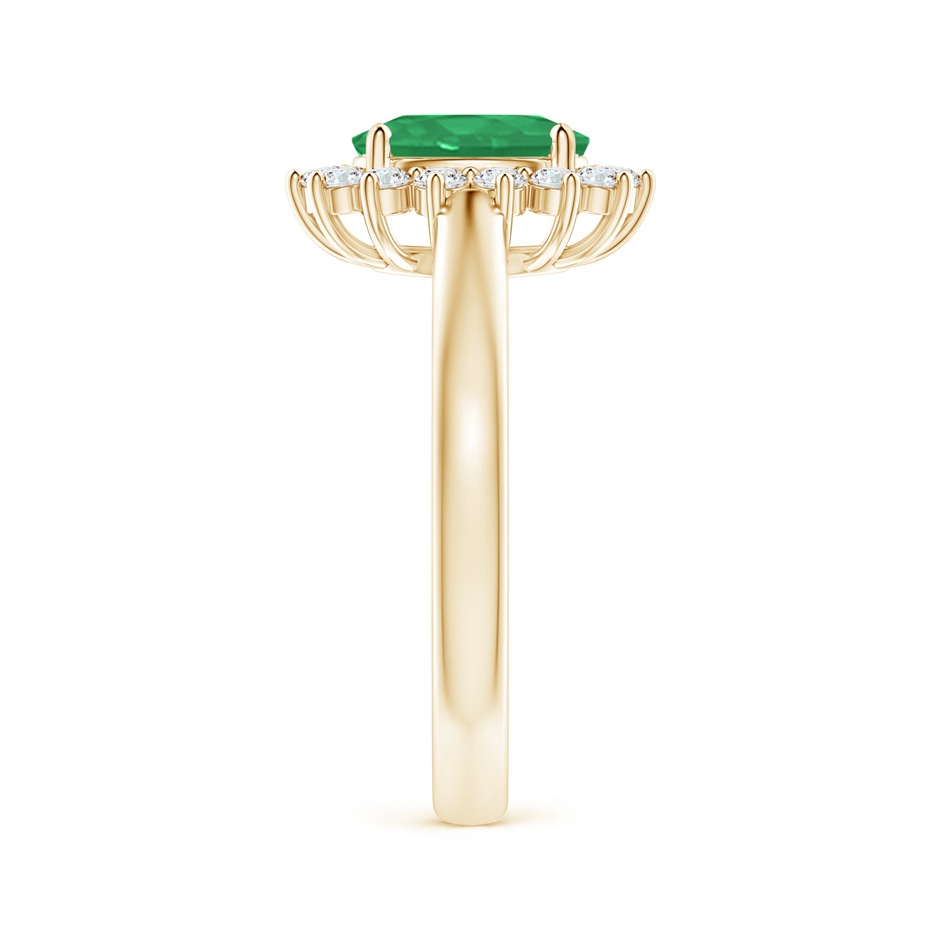 8x6mm A Princess Diana Inspired Emerald Ring with Diamond Halo in 9K Yellow Gold side 299