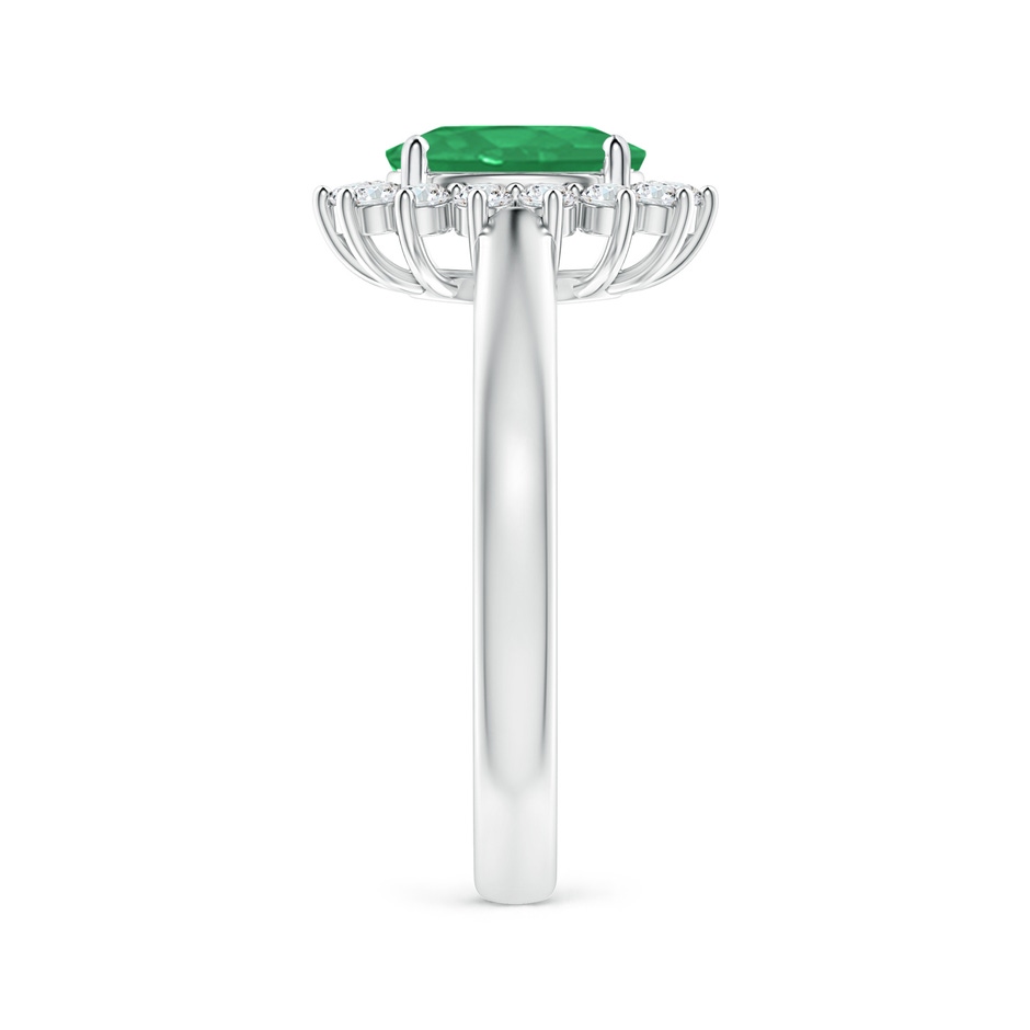 8x6mm A Princess Diana Inspired Emerald Ring with Diamond Halo in P950 Platinum side 299