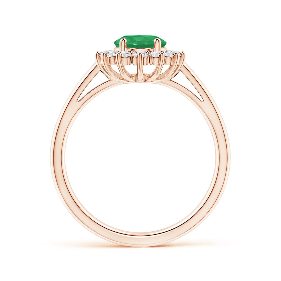 8x6mm A Princess Diana Inspired Emerald Ring with Diamond Halo in Rose Gold side 199