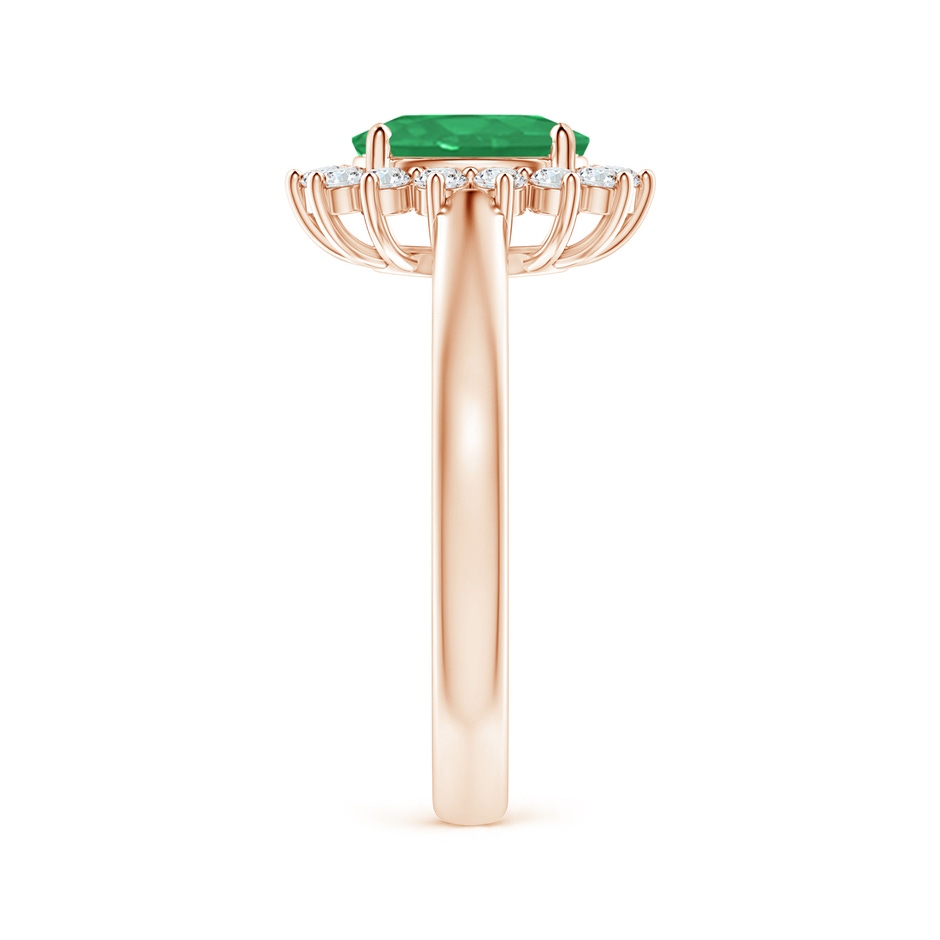 8x6mm A Princess Diana Inspired Emerald Ring with Diamond Halo in Rose Gold side 299