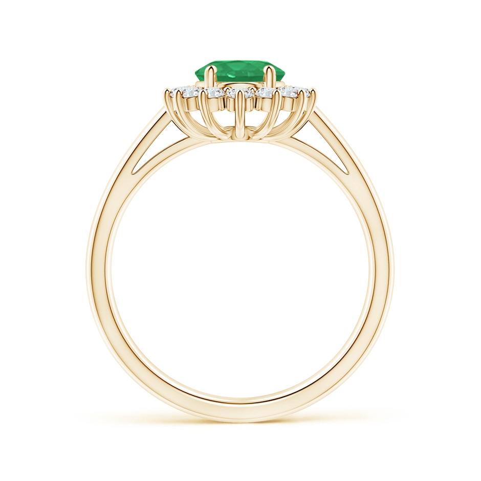 8x6mm A Princess Diana Inspired Emerald Ring with Diamond Halo in Yellow Gold side 199