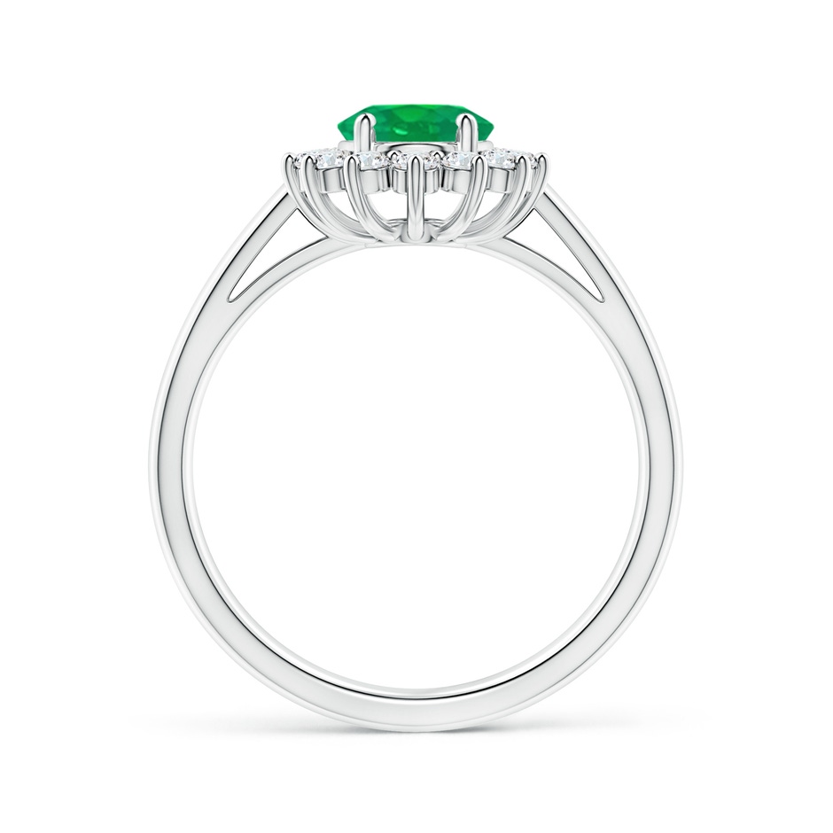 8x6mm AA Princess Diana Inspired Emerald Ring with Diamond Halo in P950 Platinum side 199