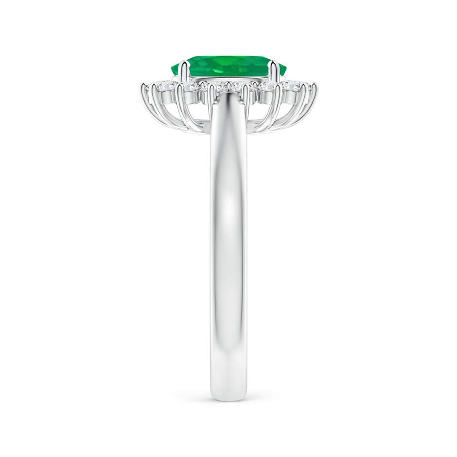 8x6mm AA Princess Diana Inspired Emerald Ring with Diamond Halo in P950 Platinum side 299