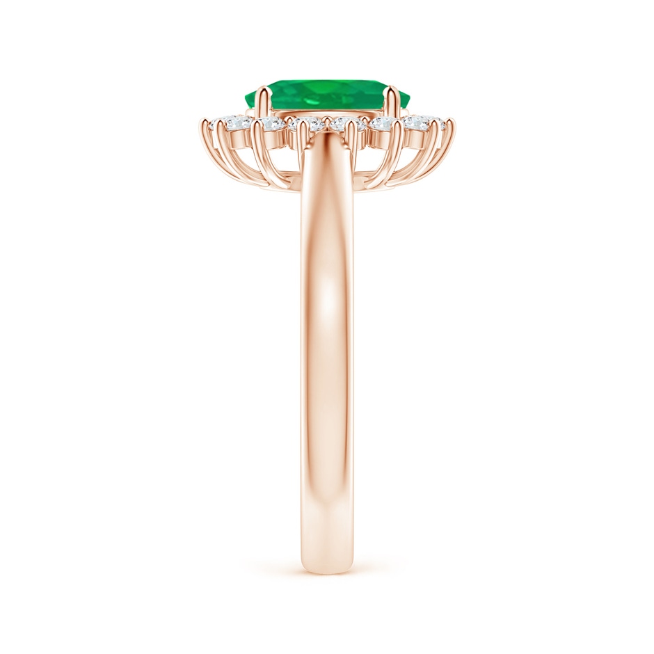 8x6mm AA Princess Diana Inspired Emerald Ring with Diamond Halo in Rose Gold side 299
