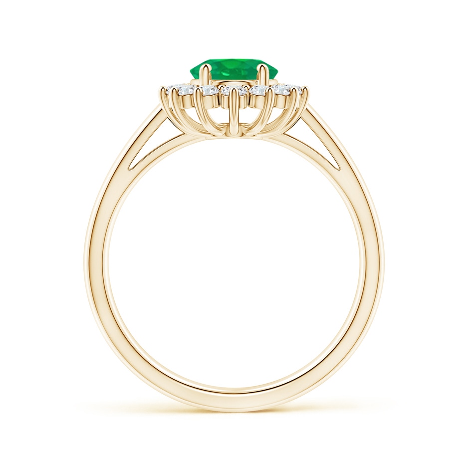 8x6mm AA Princess Diana Inspired Emerald Ring with Diamond Halo in Yellow Gold side 199