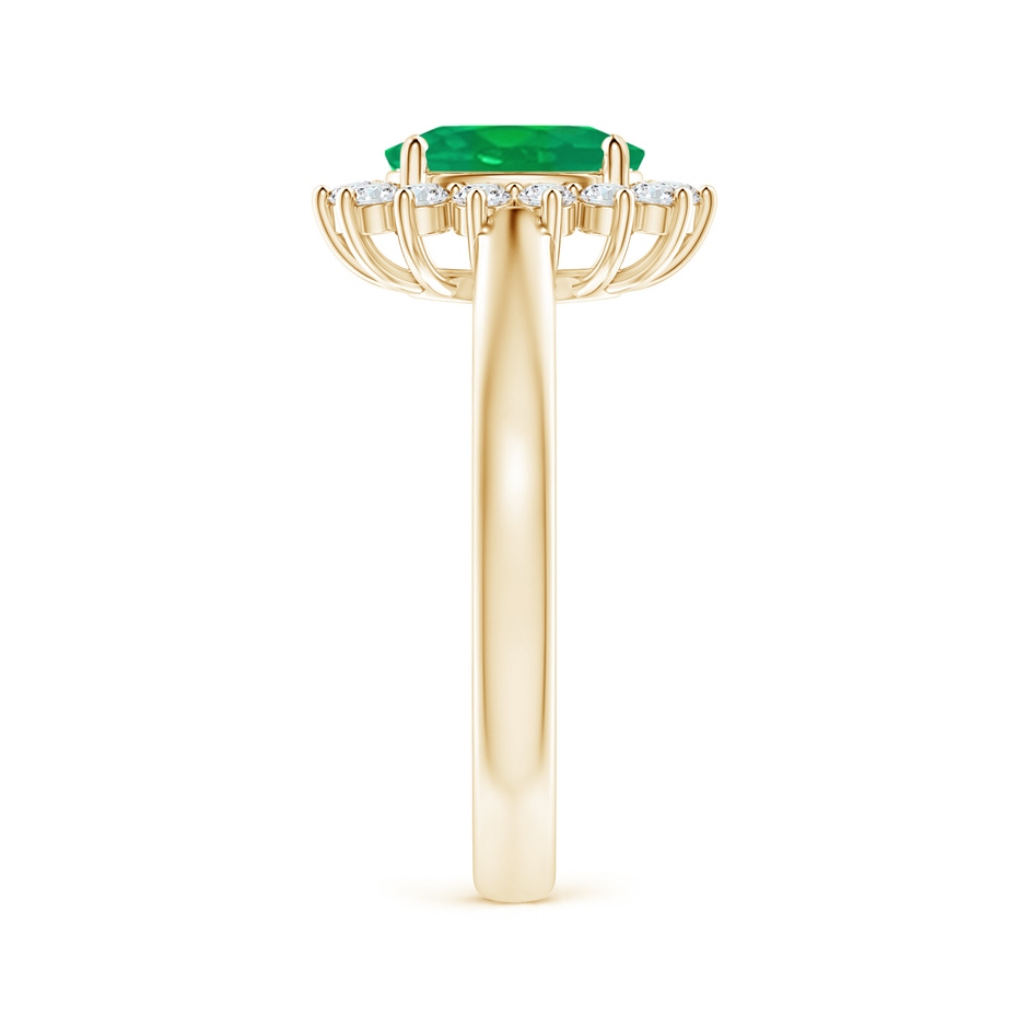 8x6mm AA Princess Diana Inspired Emerald Ring with Diamond Halo in Yellow Gold side 299