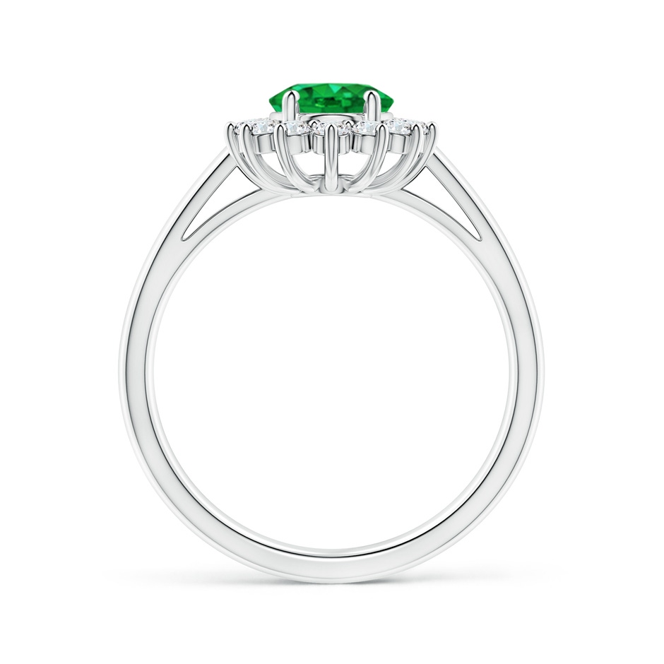 8x6mm AAA Princess Diana Inspired Emerald Ring with Diamond Halo in P950 Platinum side 199